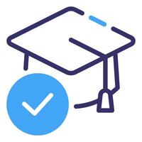 A graduation hat with a check mark on it vector