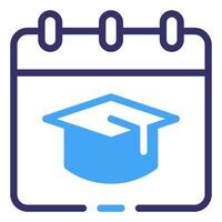 A calendar icon with a graduation cap on it vector