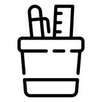 A black and white icon of a pencil and ruler in a bucket vector