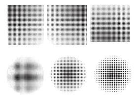 Background set with halftone radial gradient effect vector