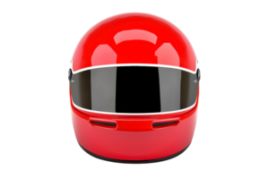 bright red racing helmet with glossy finish and clear visor, designed for motorsport enthusiasts. Perfect for showcasing speed and safety in racing png