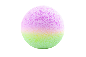 colorful foam ball with gradient of purple, pink, and green hues, perfect for playful activities and decoration. Its soft texture adds fun element to any setting png
