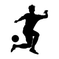 Soccer player running with soccer ball action vector