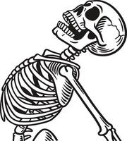 Skeleton in a pose coloring page vector