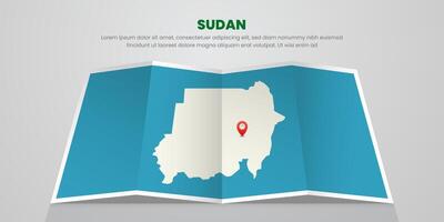 Sudan map travel with capital pin tag location design Illustration vector