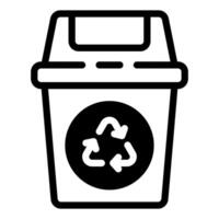 A black and white image of a trash can with a recycling symbol vector