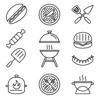 Barbecue Elements and Tools Icons Set vector