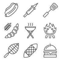 Grilling and Barbecue Essentials Icons Set vector