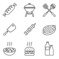Summer Barbecue and Cookout Icon Set vector