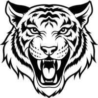 a tiger head with its mouth open teeth showing vector