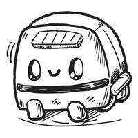 a drawing of a toaster with a smiley face vector