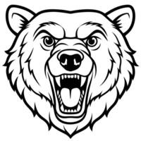 a bear head with its mouth open and iteeth showing vector