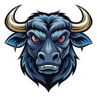an angry bull head with horns and red eyes vector
