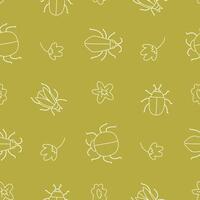Outline Seamless Pattern of Bug Animal Flower Background for Fashion Wrapping Print Fabric Surface vector
