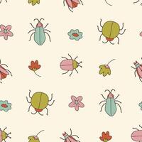 Seamless Pattern of Bug Animal Flower Background for Fashion Wrapping Print Fabric Surface vector