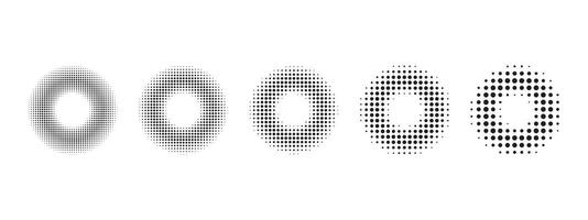Halftone radial gradient effect background set vector