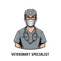 Veterinary specialist with stethoscope and mask vector