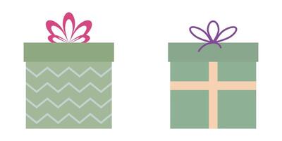 Green Gift Box And Ribbon With Zig Zag Pattern vector