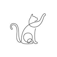 Continuous one Line Drawing of cat vector