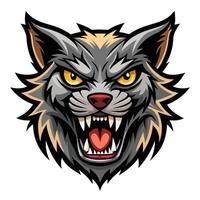 the head of a wolf or bear with its mouth open white background vector