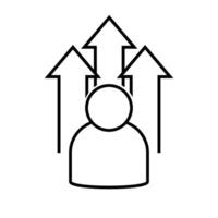 user with arrows up line style icon design, Social media multimedia communication digital marketing internet web and connect theme illustration vector