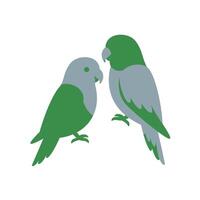 Two green parrots are standing on a white background vector