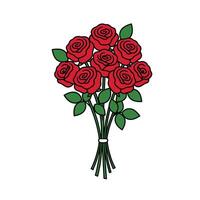 A bouquet of red roses is shown on a white background vector
