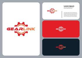 Gearlink logo design representing technology, mechanics, and connectivity with a bold red and orange theme vector