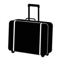 black suitcase on wheels on white background. vector