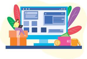 Web Development Information Website, Flat Illustration vector