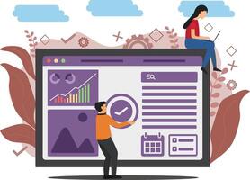 Flat Landing Page Modern Design Concept Of Web Development, Website Illustration vector