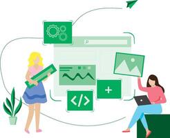 Web Designer SEO Optimization, Website Illustration Flat Design vector