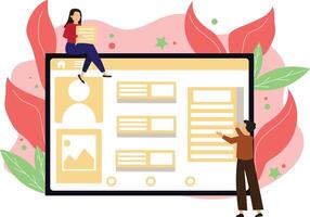 Website Development Building Homepage Layout Flat Website Illustration vector