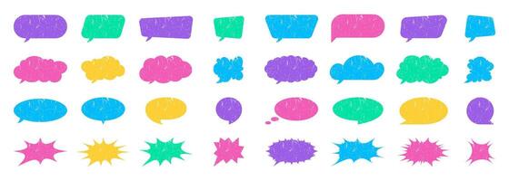 Chat Colorful Icons Collection. Speech Bubble Symbols Represent Messages, Comments, and Conversations. vector