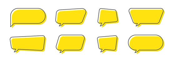 Chat Yellow Icons Collection. Speech Bubble Symbols Represent Messages, Comments, and Conversations. vector