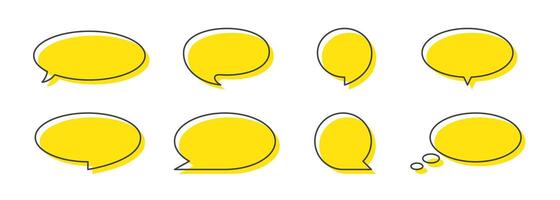 Chat Yellow Icons Collection. Speech Bubble Symbols Represent Messages, Comments vector