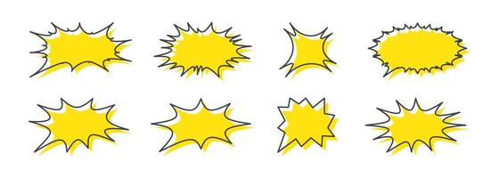 Chat Yellow Icons Collection. Speech Bubble Symbols Represent Messages vector