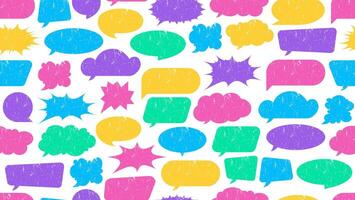Colorfull speech bubble seamless pattern, ideal for stationery items like notebooks, planners, and gift wrap. Perfect for social media graphics vector