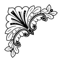 a black and white design of a flower on White background. vector