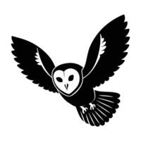 an owl flying in the air with its eyes open vector