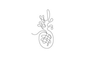 Continuous Pineapple One line art design with white background, illustration vector
