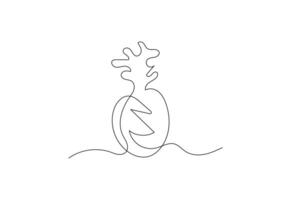 Continuous Pineapple One line art design, design Concept vector