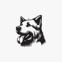 A black and white drawing of a dog's head vector
