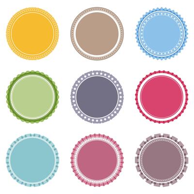 Set of blank round labels on white background