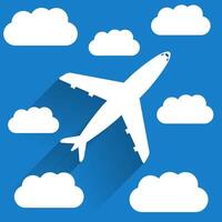 Airplane in sky with clouds vector
