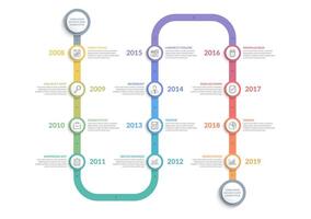 Vertical timeline with icons, 12 elements, infographic template for web, business, presentations vector