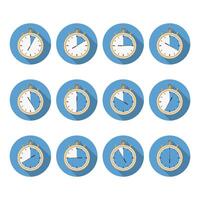 Stopwatch with different time, flat design icons vector