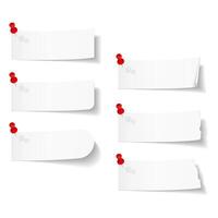 Blank white paper with push pins on white background vector