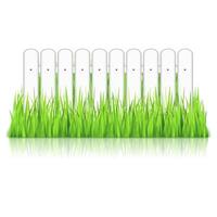 White fence in grass, isolated on white background vector