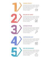 Five numbers with arrows and place for your text, five steps - infographic template vector